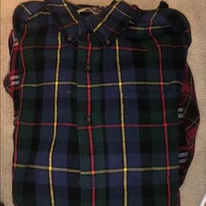 L.L. Bean 100% Cotton L Black-watch Plaid Flannel